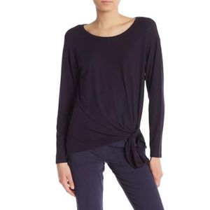 Theory - Serah Long Sleeve Knotted Hem Top - Navy